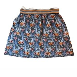 Acote Women's Blue and Orange Floral Casual Mini Skirt  Size 0
